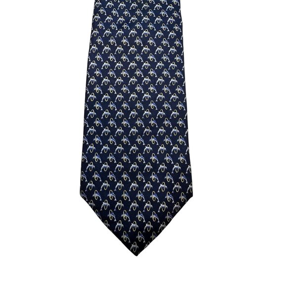 Brooks Brothers Other - Brooks Brothers All Silk Navy Tie With Gold & White Pattern Made In USA